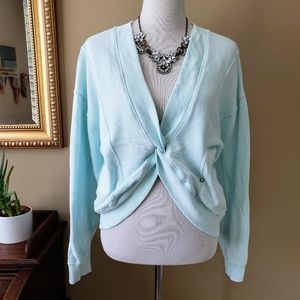 Free People Go for Gold Mint Green Reversible Twist Sweatshirt Top Size XS